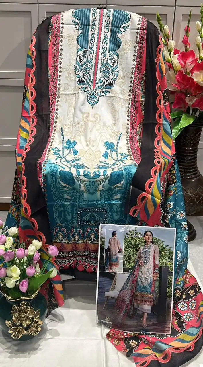 Keval Fab Kainat Vol 9 Heavy Lawn Cotton Wholesale Pakistani Suits Catalog — Wholesale Salwar Suits, Keval Fab wholesale from Surat — view 12