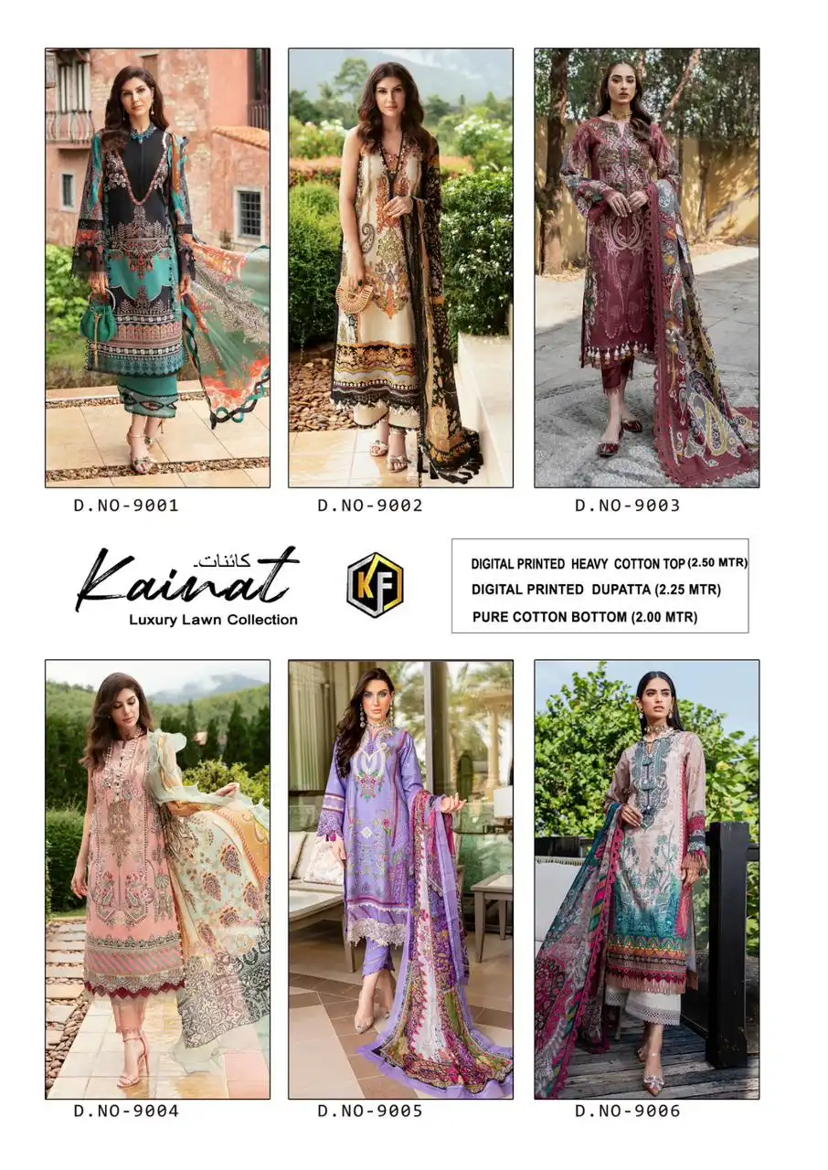 Keval Fab Kainat Vol 9 Heavy Lawn Cotton Wholesale Pakistani Suits Catalog — Wholesale Salwar Suits, Keval Fab wholesale from Surat — view 13