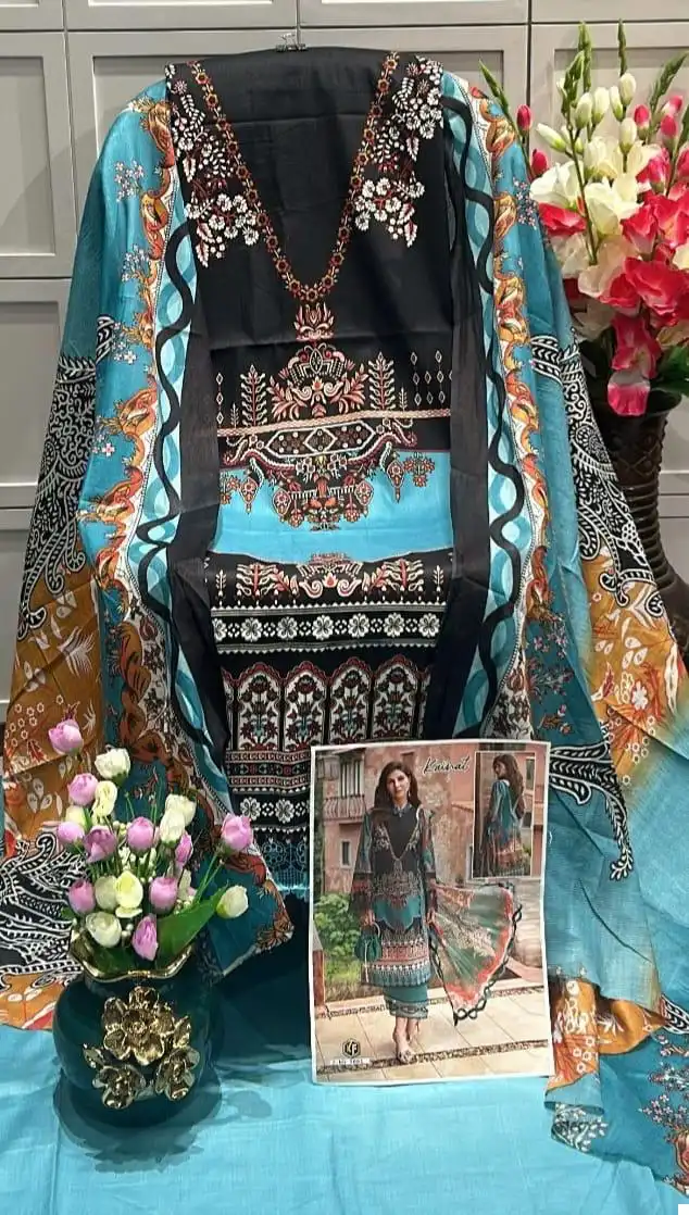 Keval Fab Kainat Vol 9 Heavy Lawn Cotton Wholesale Pakistani Suits Catalog — Wholesale Salwar Suits, Keval Fab wholesale from Surat — view 7