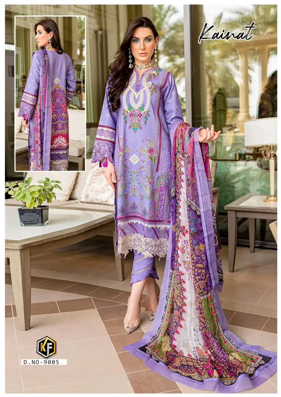 Keval Fab Kainat Vol 9 Heavy Lawn Cotton Wholesale Pakistani Suits Catalog — Wholesale Salwar Suits, Keval Fab wholesale from Surat — view 4