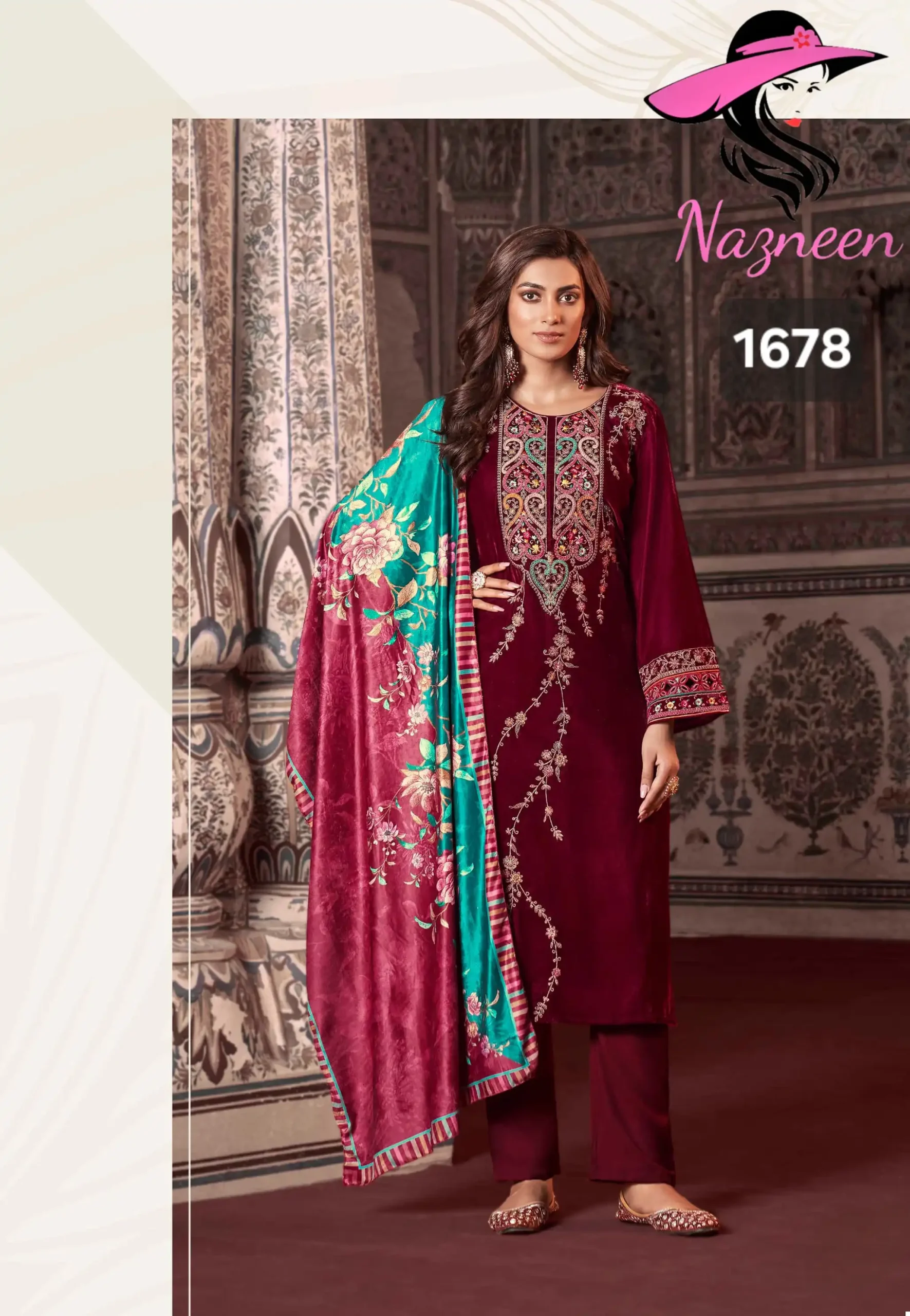 Nazneen Kalki Velvet Wholesale Winter Wear Readymade Suits Catalog — Wholesale Salwar Suits, MPA wholesale from Surat - Gallery Image 4
