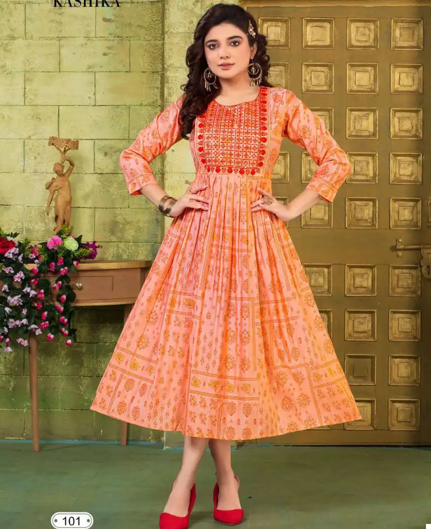 Deecee Kashika Heavy Chanderi Plain Wholesale Long Kurtis Catalog