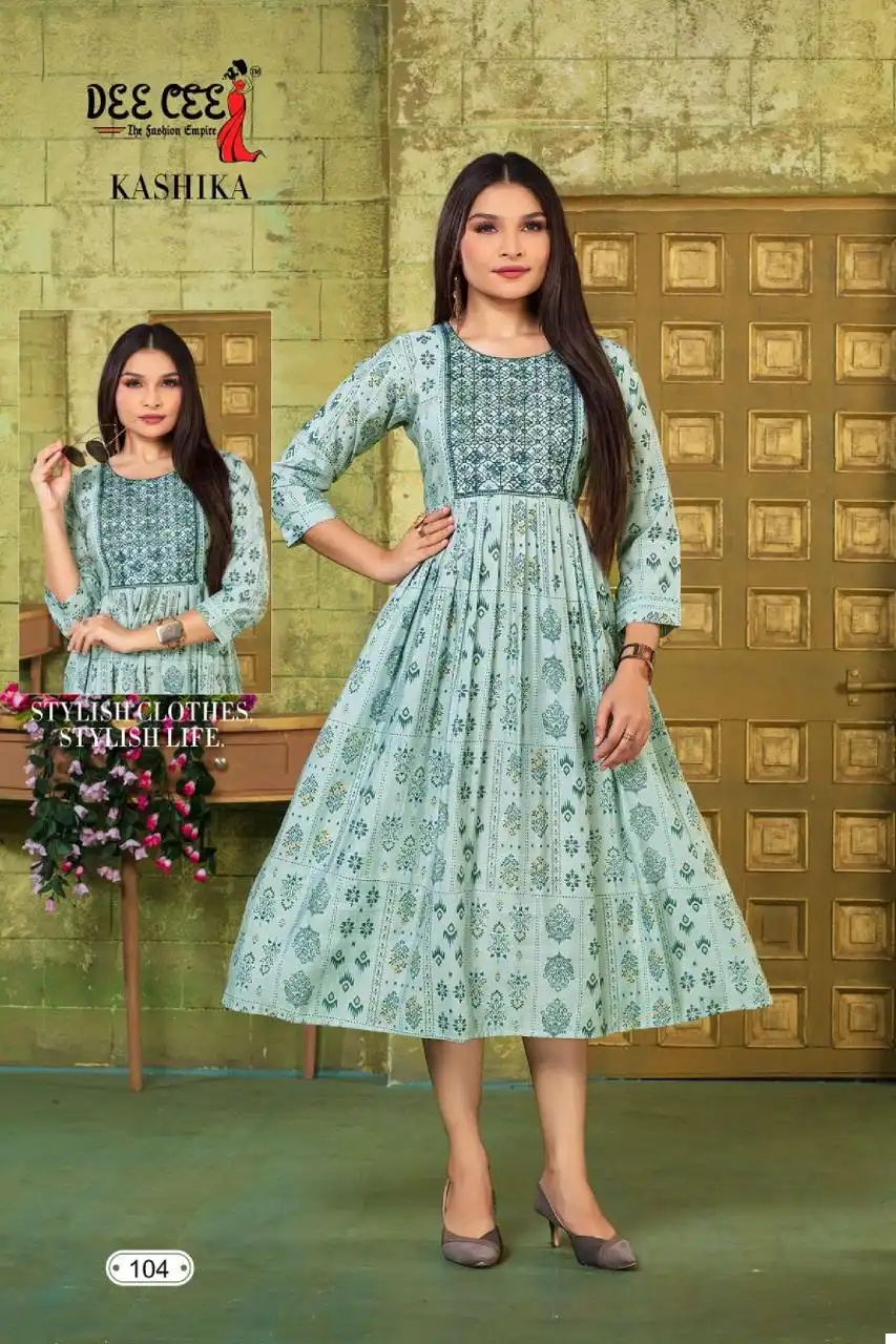 Deecee Kashika Heavy Chanderi Plain Wholesale Long Kurtis Catalog - Image 5