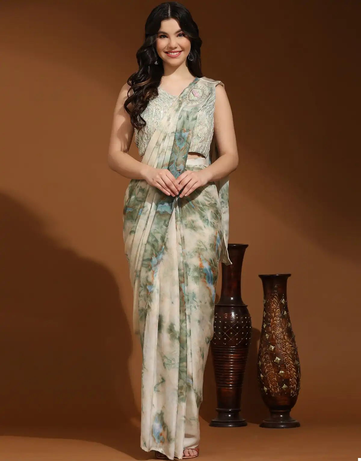 Vardan Ethnic Kat211 Prism Printed Chinon Wholesale Ready To Wear Sarees Catalog