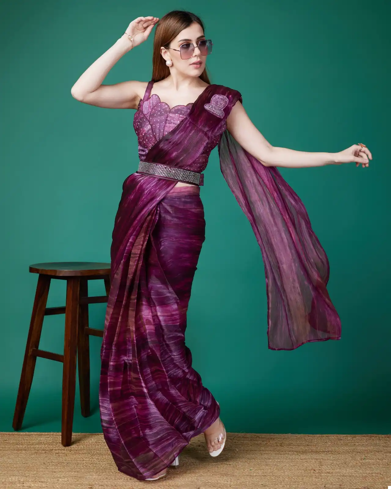 Amoha KAT218 Fancy Organza Wholesale Readymade Saree Catalog — Wholesale Sarees, MPA wholesale from Surat - Gallery Image 2