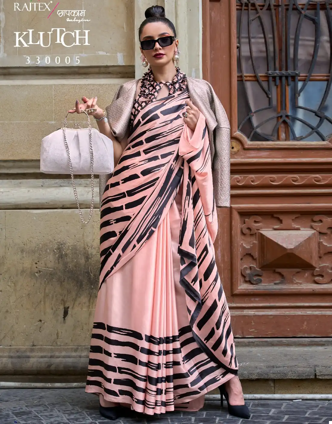 Rajtex Klutch Satin Crepe Wholesale Fancy Saree Catalog