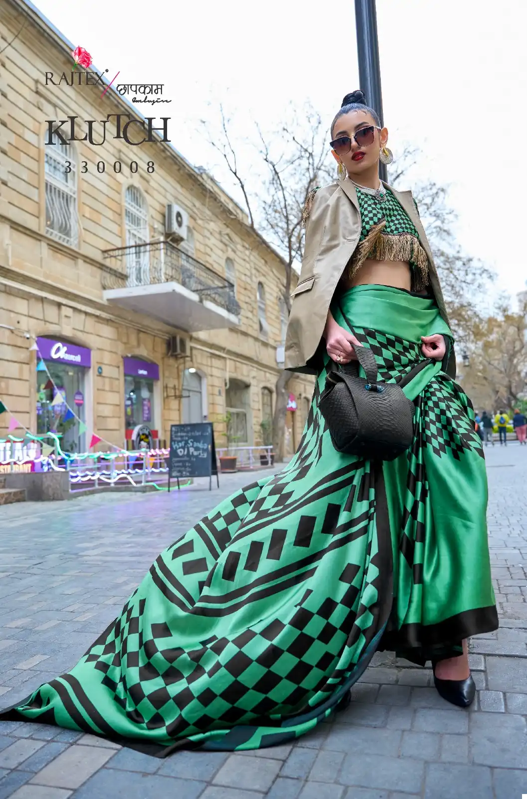 Rajtex Klutch Satin Crepe Wholesale Fancy Saree Catalog - Image 5