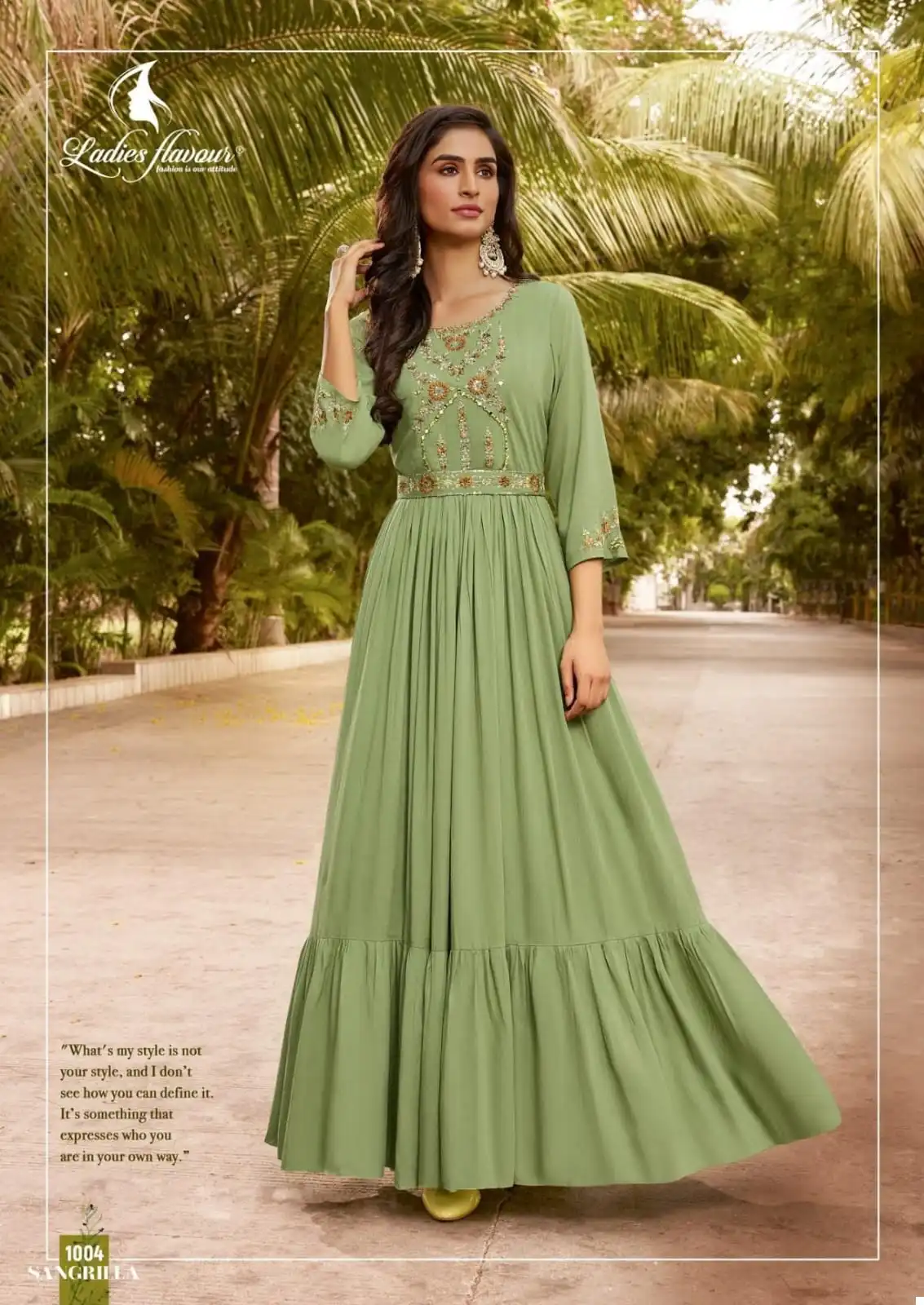 Ladies Flavour Sangrilla Heavy Rayon Wholesale Gown Catalog — Wholesale Kurtis, MPA wholesale from Surat - Gallery Image 3