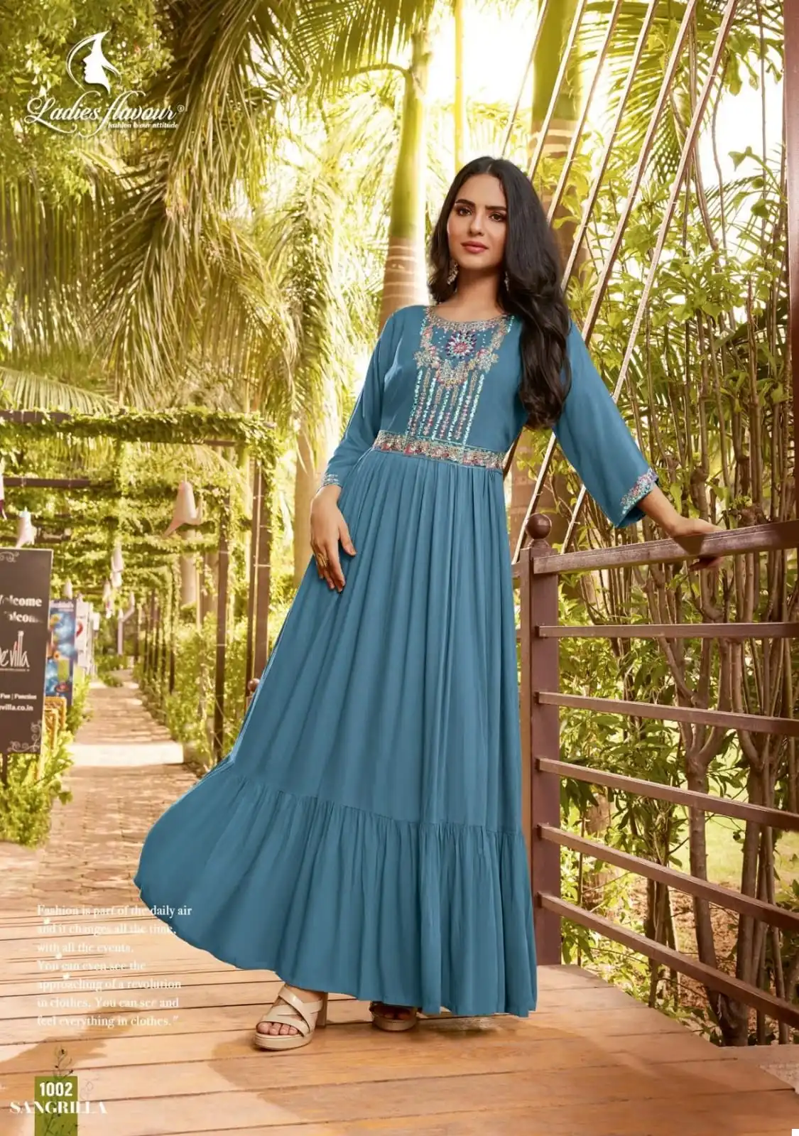 Ladies Flavour Sangrilla Heavy Rayon Wholesale Gown Catalog — Wholesale Kurtis, MPA wholesale from Surat - Gallery Image 4