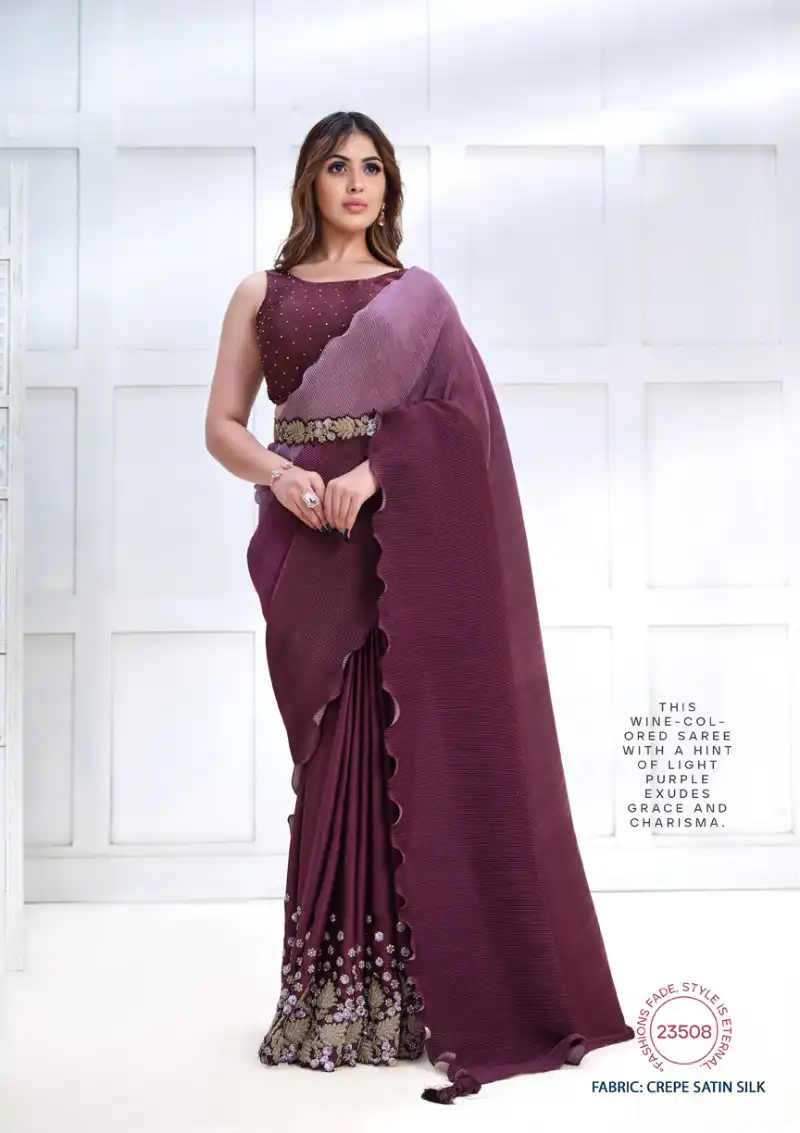 Mahotsav Majestica Crepe Satin Silk Wholesale Designer Saree Catalog — Wholesale Sarees, MPA wholesale from Surat - Gallery Image 5