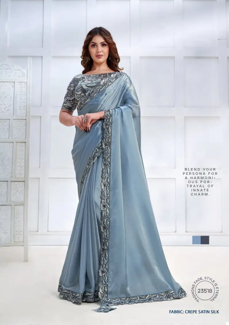 Mahotsav Majestica Crepe Satin Silk Wholesale Designer Saree Catalog — Wholesale Sarees, MPA wholesale from Surat - Gallery Image 15