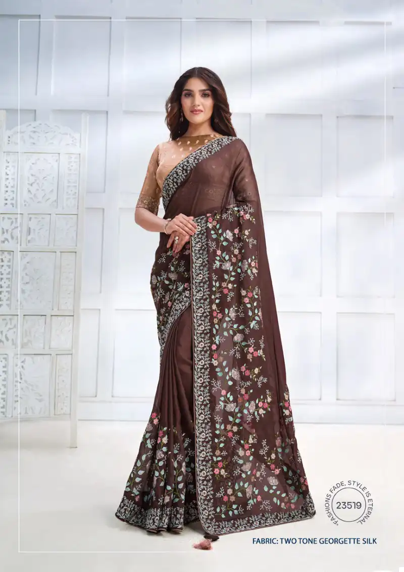 Mahotsav Majestica Crepe Satin Silk Wholesale Designer Saree Catalog — Wholesale Sarees, MPA wholesale from Surat - Gallery Image 16