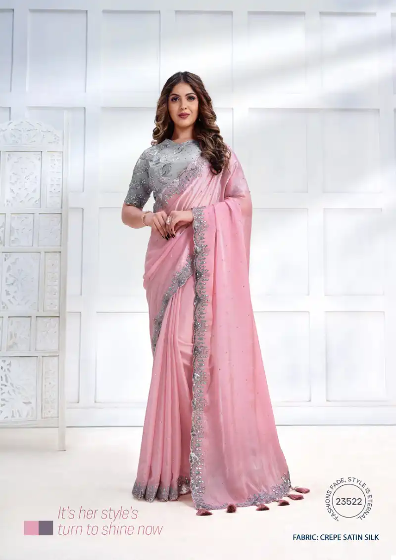 Mahotsav Majestica Crepe Satin Silk Wholesale Designer Saree Catalog — Wholesale Sarees, MPA wholesale from Surat - Gallery Image 4