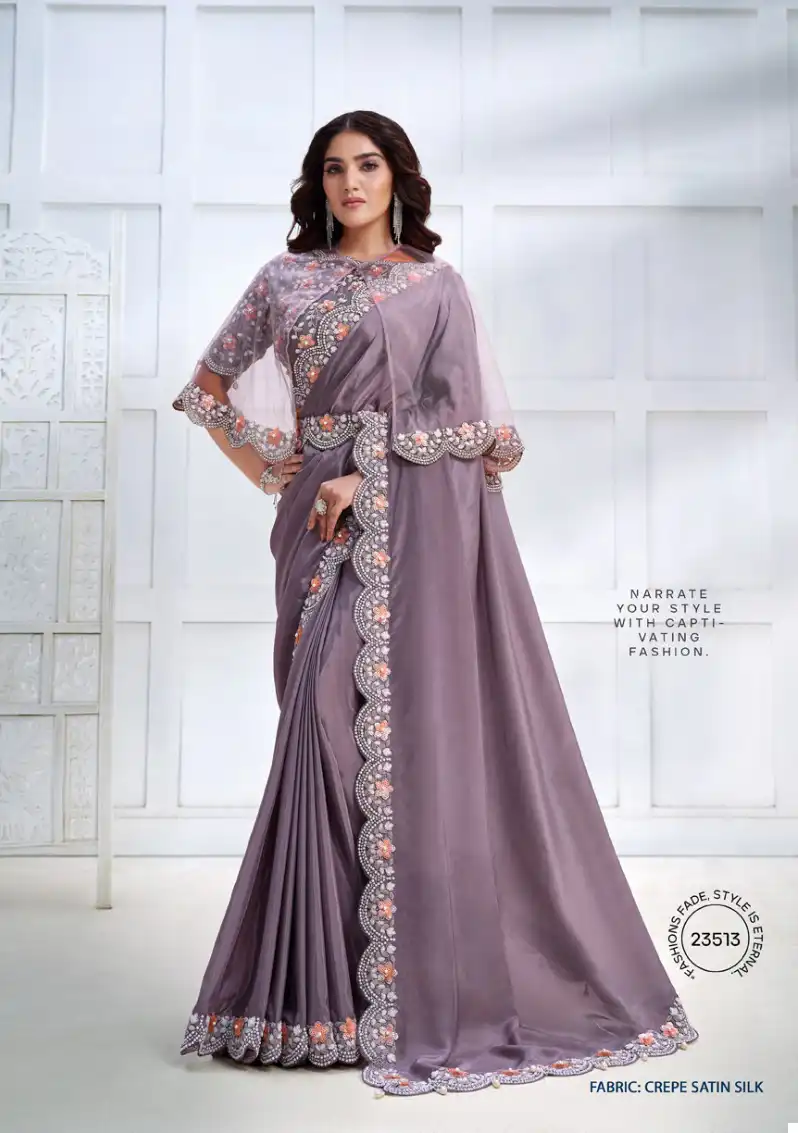 Mahotsav Majestica Crepe Satin Silk Wholesale Designer Saree Catalog — Wholesale Sarees, MPA wholesale from Surat - Gallery Image 8