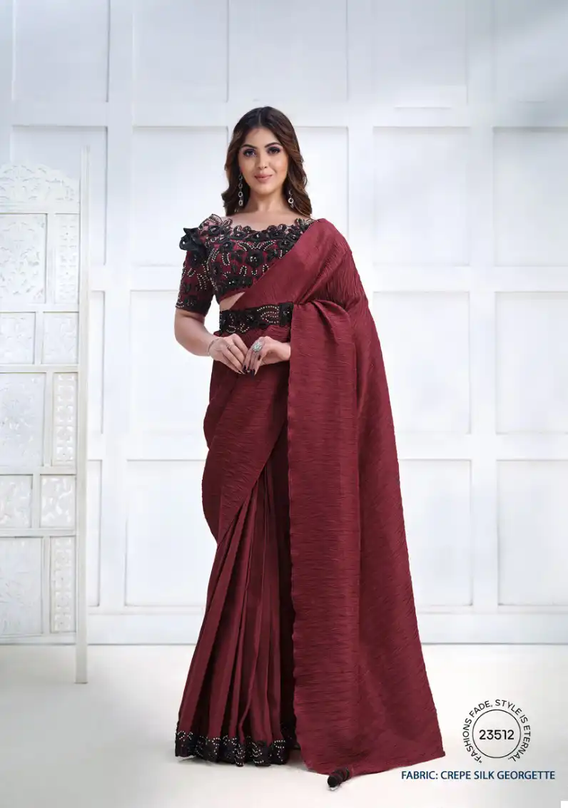 Mahotsav Majestica Crepe Satin Silk Wholesale Designer Saree Catalog — Wholesale Sarees, MPA wholesale from Surat - Gallery Image 9