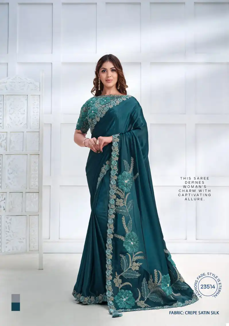 Mahotsav Majestica Crepe Satin Silk Wholesale Designer Saree Catalog — Wholesale Sarees, MPA wholesale from Surat - Gallery Image 10