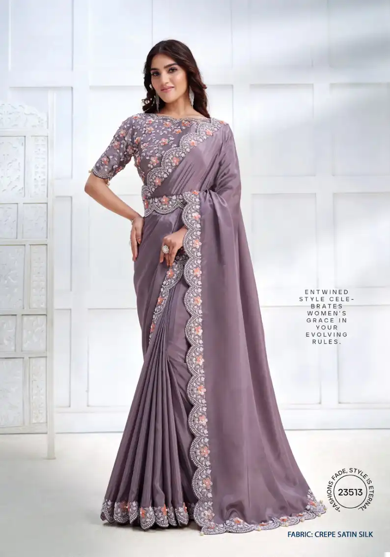 Mahotsav Majestica Crepe Satin Silk Wholesale Designer Saree Catalog — Wholesale Sarees, MPA wholesale from Surat - Gallery Image 11