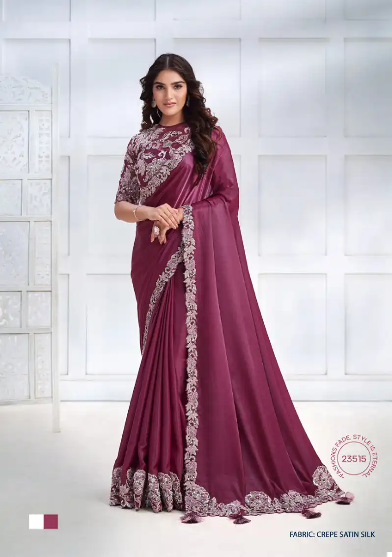 Mahotsav Majestica Crepe Satin Silk Wholesale Designer Saree Catalog — Wholesale Sarees, MPA wholesale from Surat - Gallery Image 12