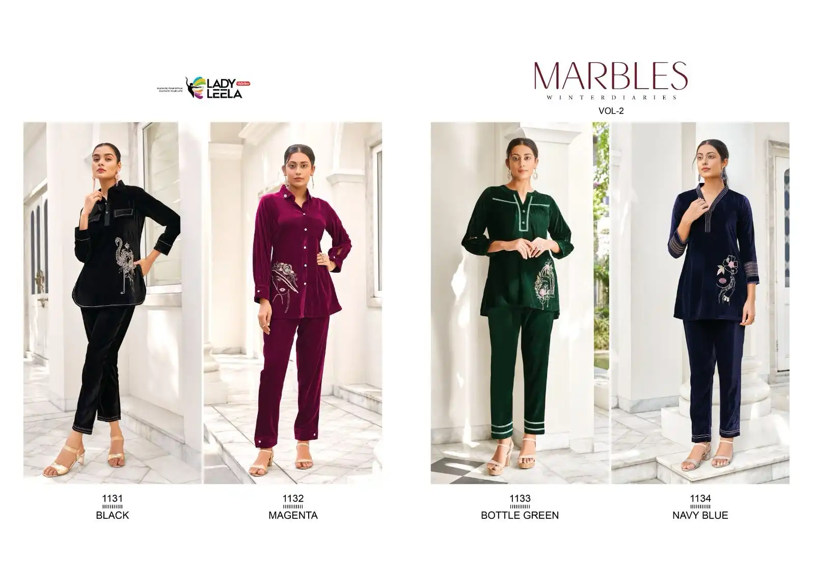 Lady Leela Marbles 2 Superior Quality Velvet Wholesale Winter Cord-Sets Catalog - Image 5