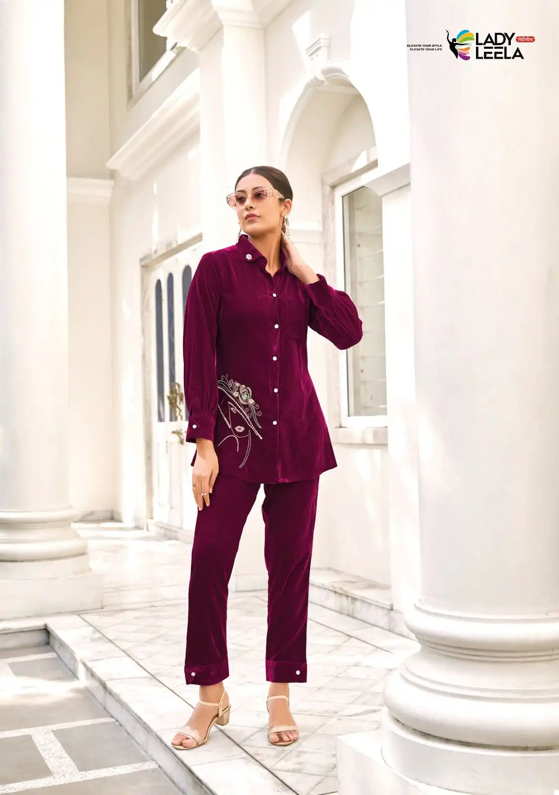 Lady Leela Marbles 2 Superior Quality Velvet Wholesale Winter Cord-Sets Catalog - Image 2