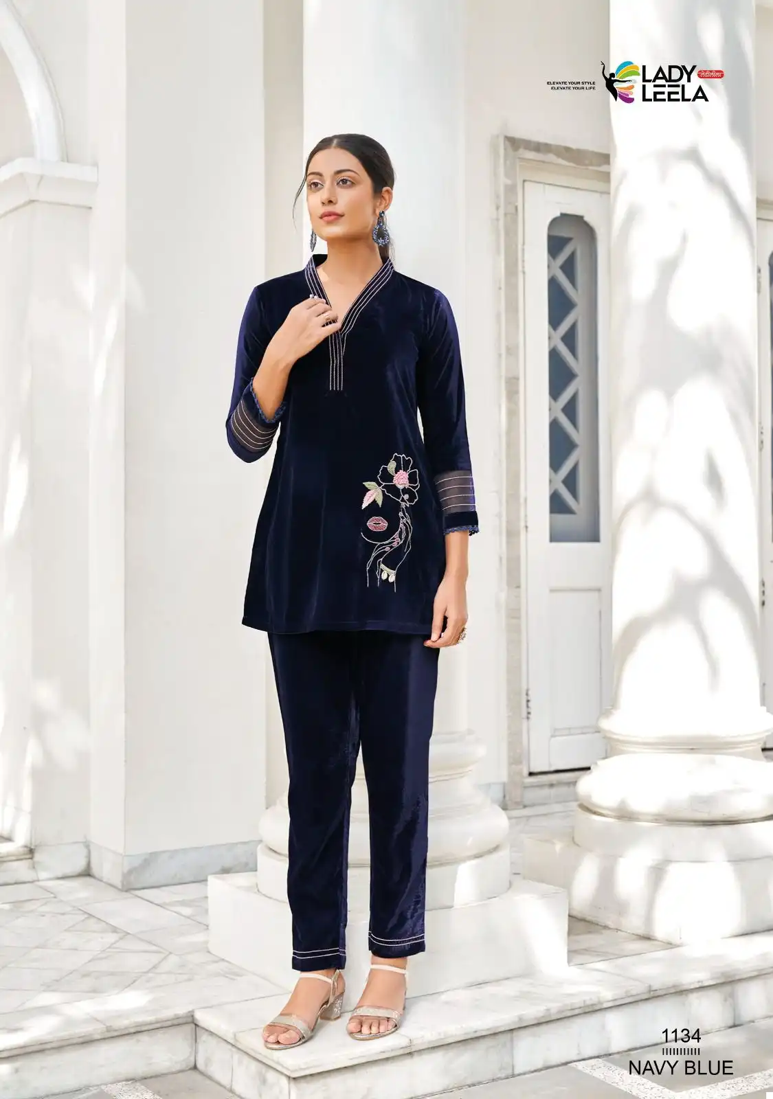 Lady Leela Marbles 2 Superior Quality Velvet Wholesale Winter Cord-Sets Catalog - Image 4