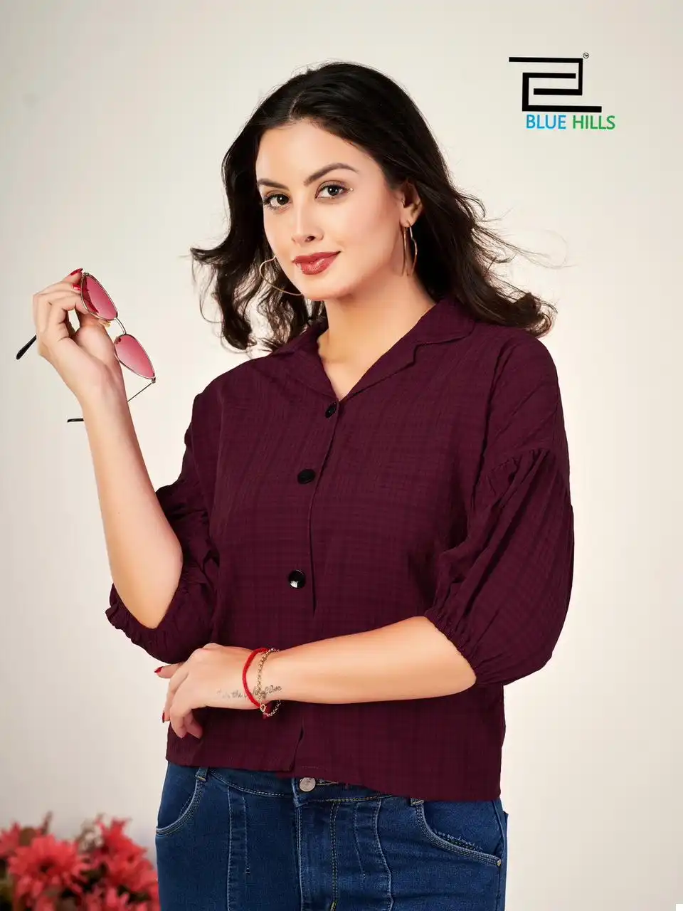 Blue Hills Martini Heavy Bsy Self Cheks Pattern Wholesale Shirts Catalog — Wholesale Kurtis, Blue Hills wholesale from Surat — view 3