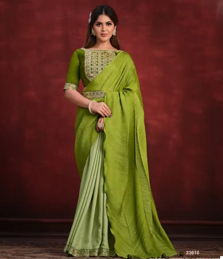 Mahotsav Moh-Manthan 23600 Series Kimaya Crepe Satin Silk Wholesale Designer Sarees Catalog