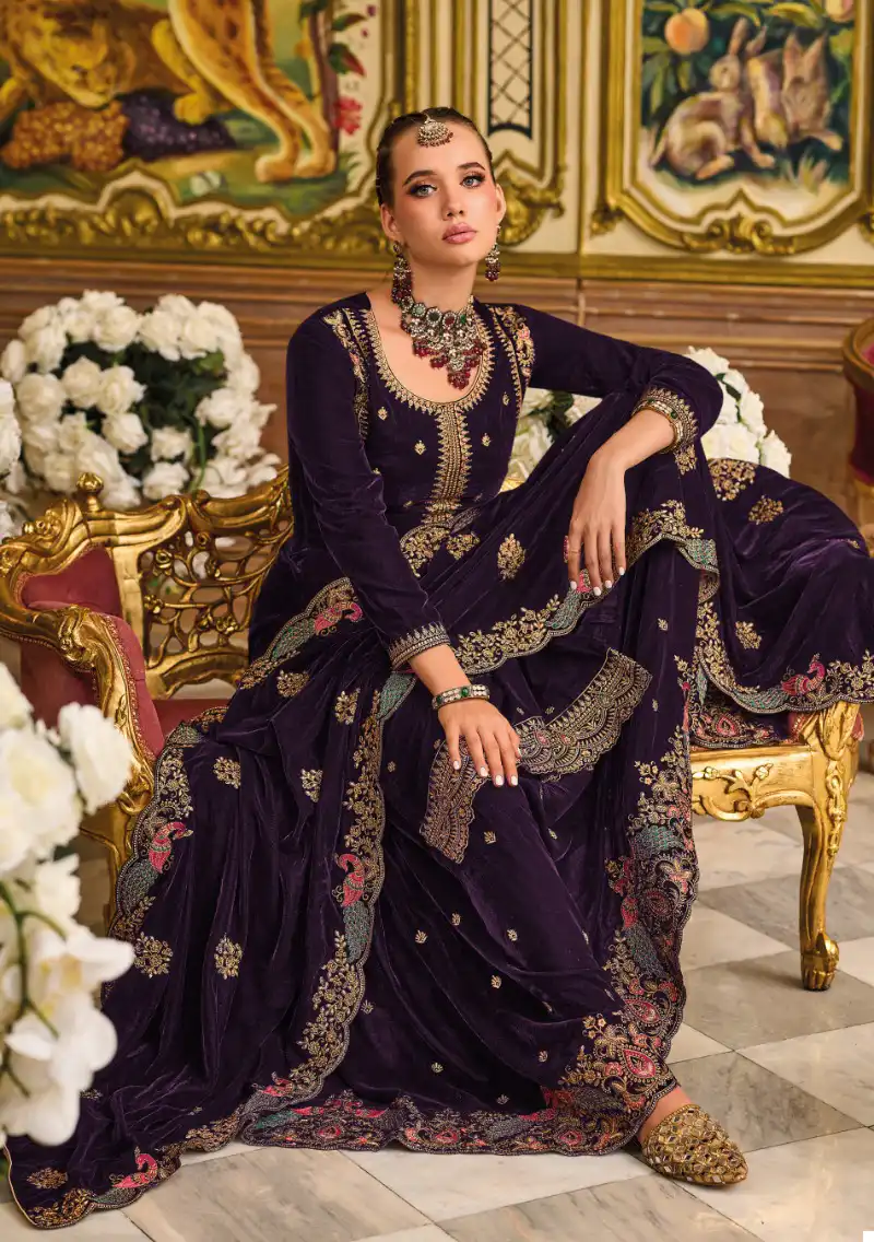 Ajraa Morni Pure Velvet Wholesale Winter Wear Suit Catalog — Wholesale Salwar Suits, MPA wholesale from Surat - Gallery Image 3