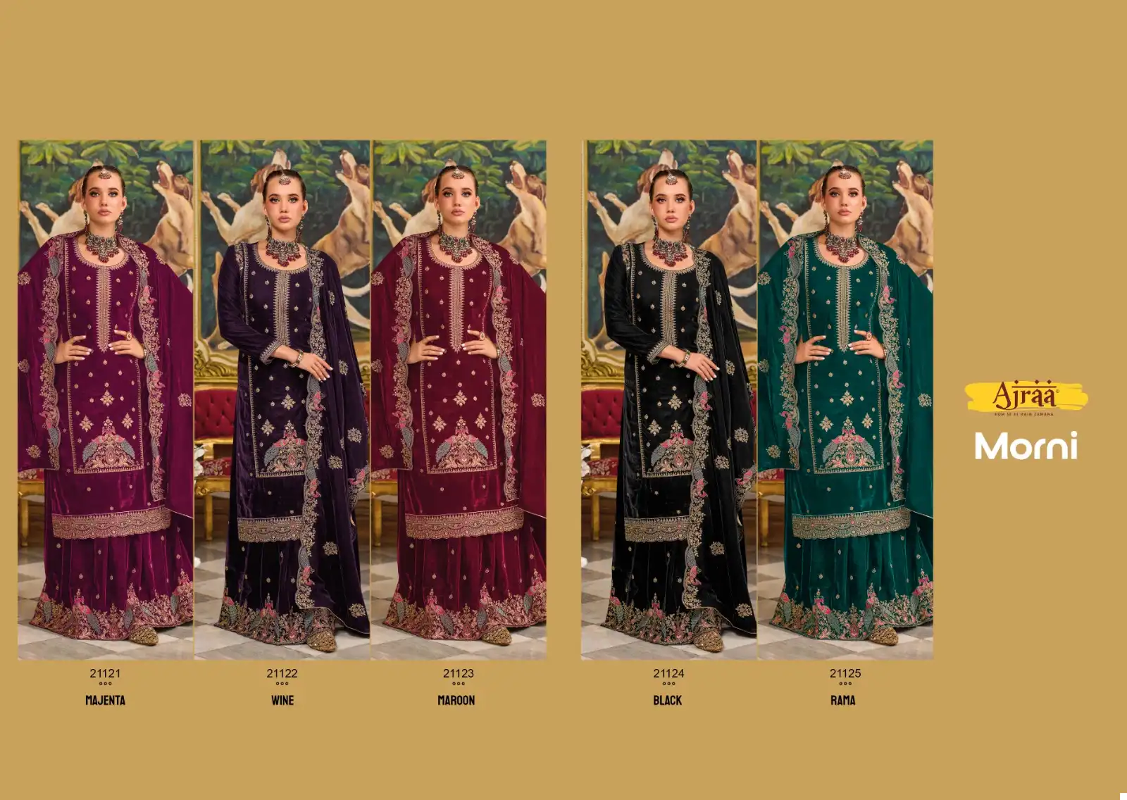 Ajraa Morni Pure Velvet Wholesale Winter Wear Suit Catalog — Wholesale Salwar Suits, MPA wholesale from Surat — view 6
