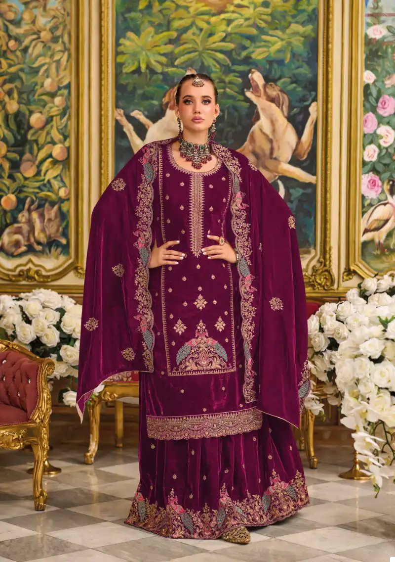 Ajraa Morni Pure Velvet Wholesale Winter Wear Suit Catalog — Wholesale Salwar Suits, MPA wholesale from Surat - Gallery Image 2