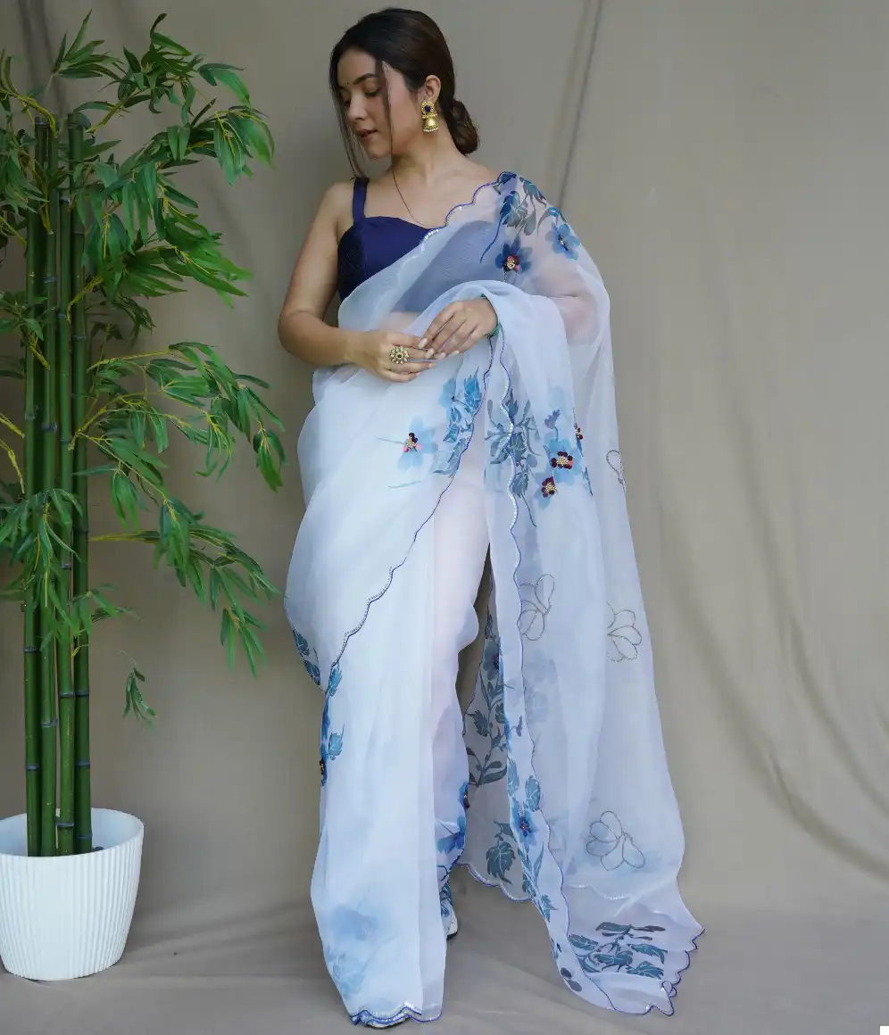 Shree Trends Mudra Organza Wholesale Fancy Sarees Catalog — Wholesale Sarees, MPA wholesale from Surat — view 1