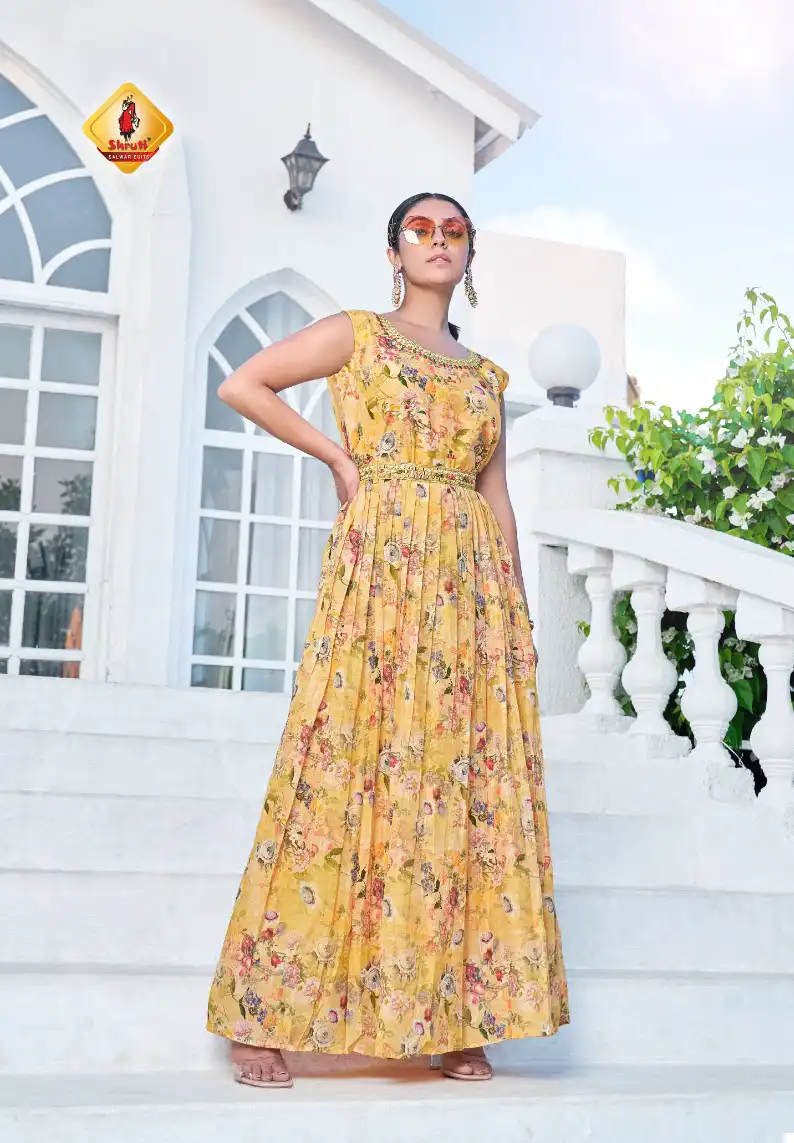 Shruti Manchali Muslin Wholesale Gown Catalog — Wholesale Kurtis, MPA wholesale from Surat - Gallery Image 4