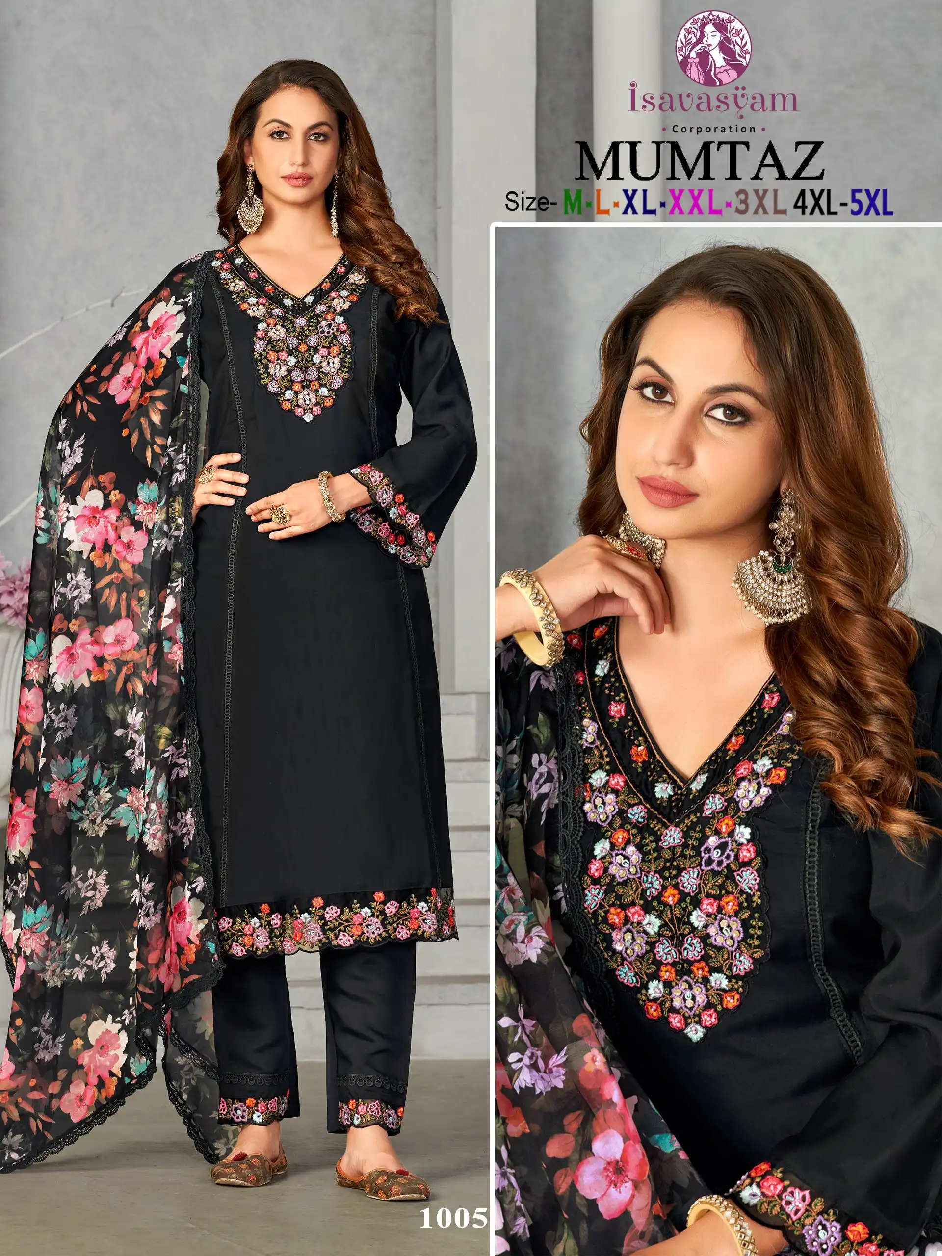 Poonam Mumtaz Pure Roman Silk Wholesale Readymade Suits Catalog — Wholesale Salwar Suits, MPA wholesale from Surat - Gallery Image 5