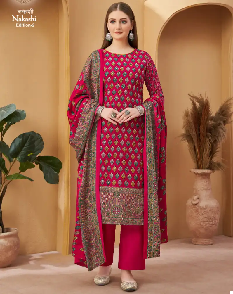 Harshit Fashion Nakashi Vol 2 Premium Finest Pashmina Wholesale Woolen Suits Catalog — Wholesale Salwar Suits, MPA wholesale from Surat — view 1