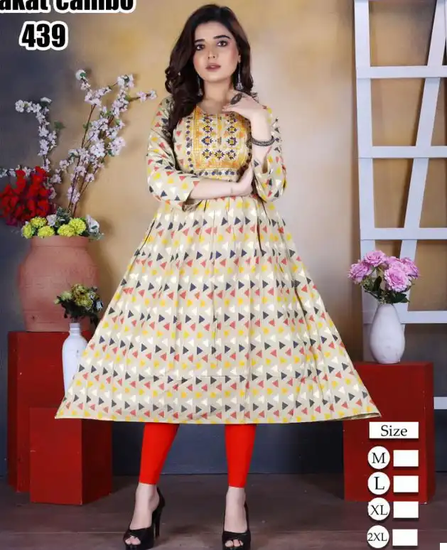 Vardan Ethnic Nazakat Rayon Print Wholesale Long Kurtis Catalog