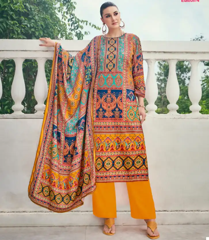 Alok Suits Nazneen Vol 4 Premium Viscose Pashmina Wholesale Woolen Suits Catalog — Wholesale Salwar Suits, Alok Suit wholesale from Surat — view 1