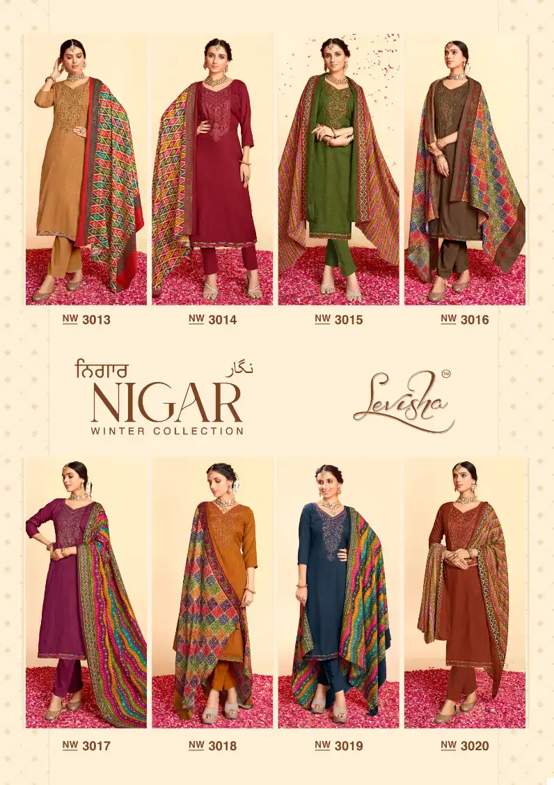 Levisha Nigar Pure Pashmina Wholesale Woolen Suits Catalog — Wholesale Salwar Suits, Levisha wholesale from Surat — view 8