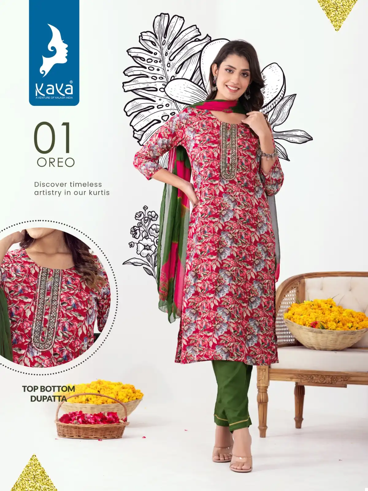 Kaya Oreo Rayon Wholesale Readymade Suits Catalog — Wholesale Salwar Suits, MPA wholesale from Surat - Gallery Image 3