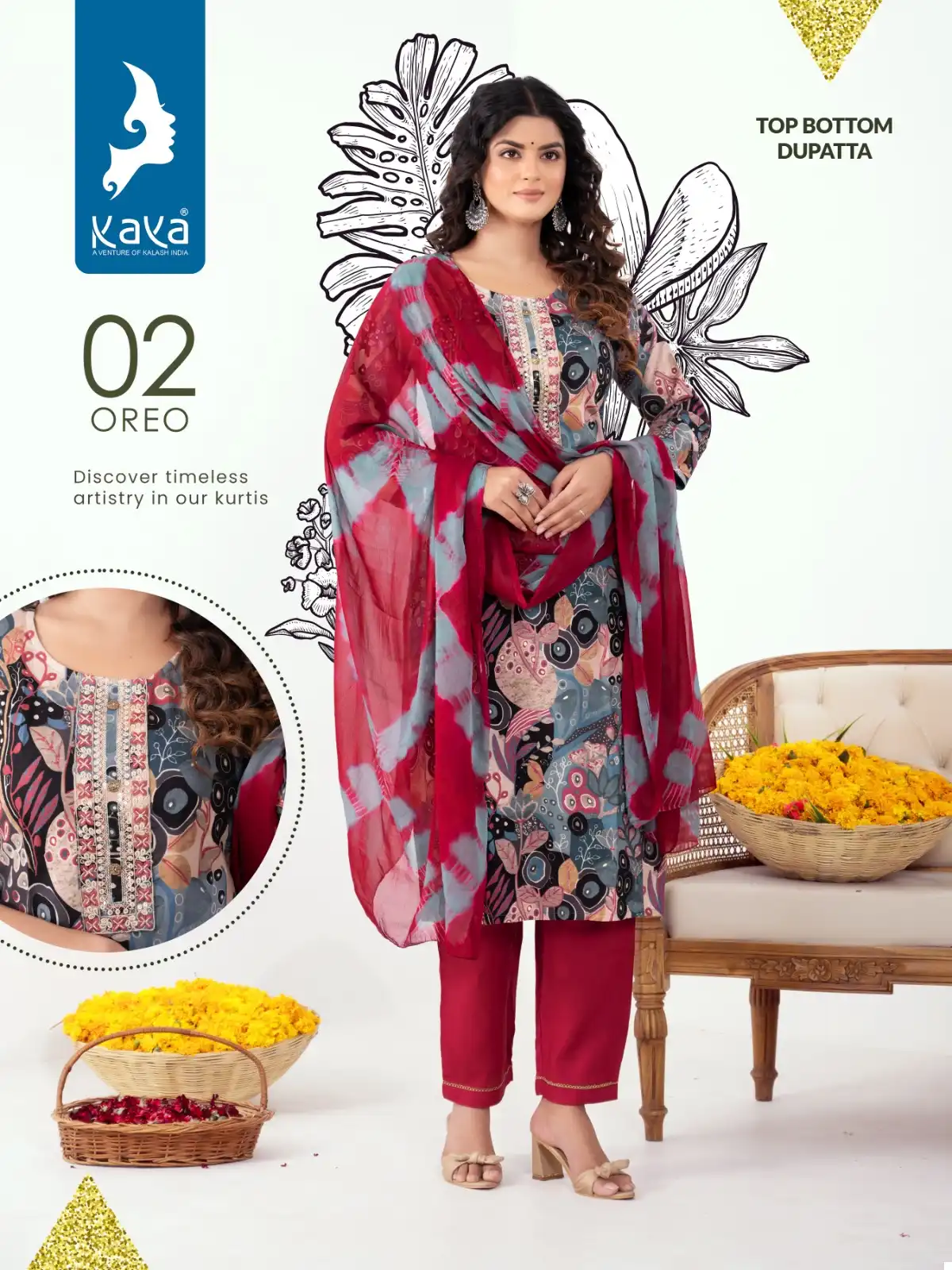 Kaya Oreo Rayon Wholesale Readymade Suits Catalog — Wholesale Salwar Suits, MPA wholesale from Surat - Gallery Image 4