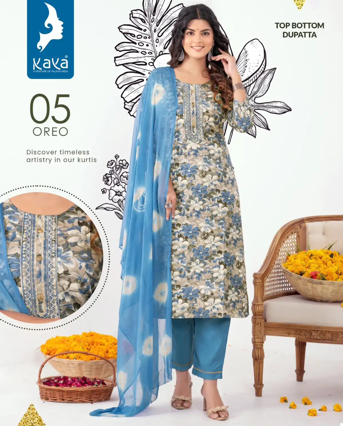 Kaya Oreo Rayon Wholesale Readymade Suits Catalog — Wholesale Salwar Suits, MPA wholesale from Surat — view 1