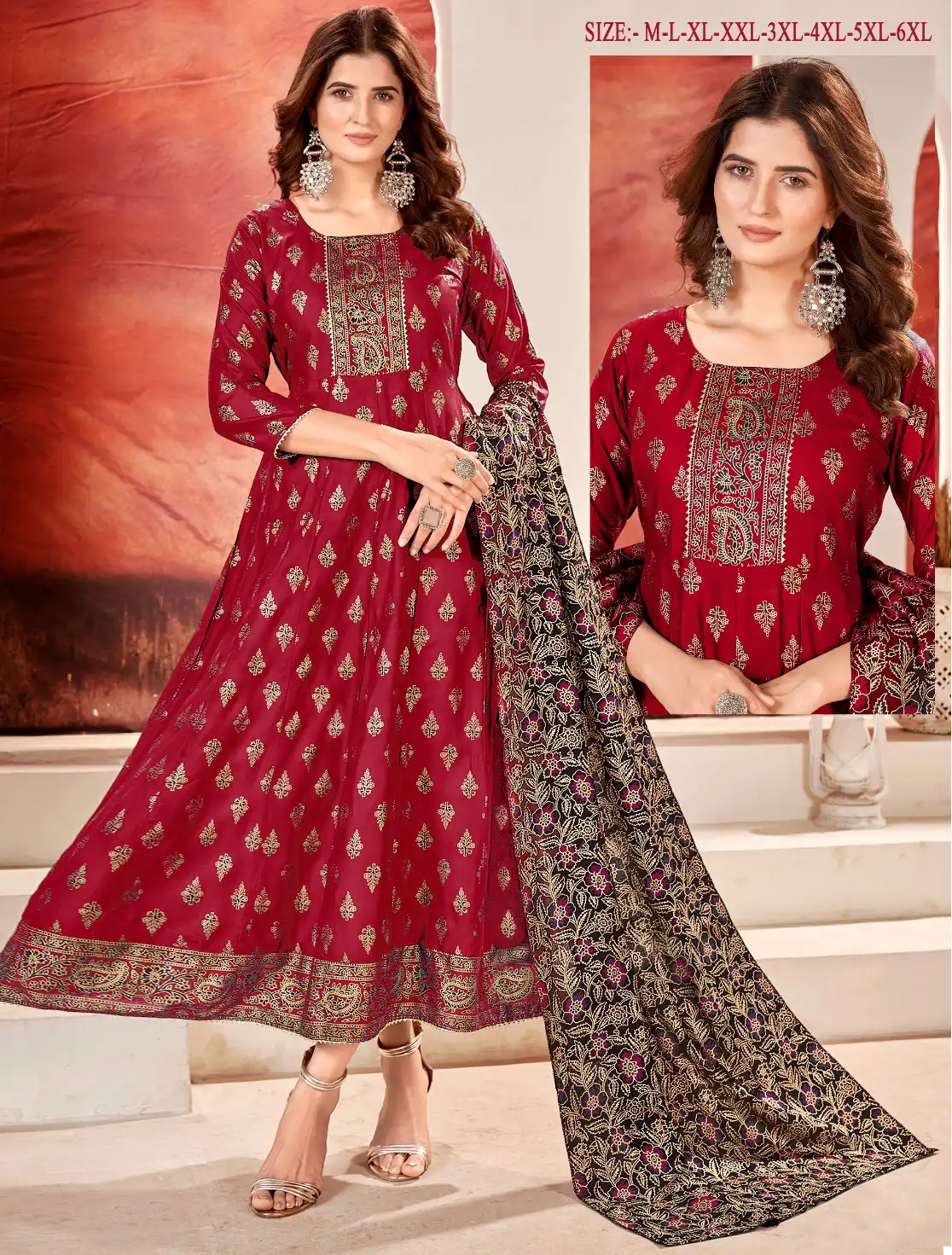 Vardan Ethnic Pankh 2 Heavy 14 Kg Rayon Wholesale Long Gown With Dupatta Catalog — Wholesale Kurtis, MPA wholesale from Surat — view 1