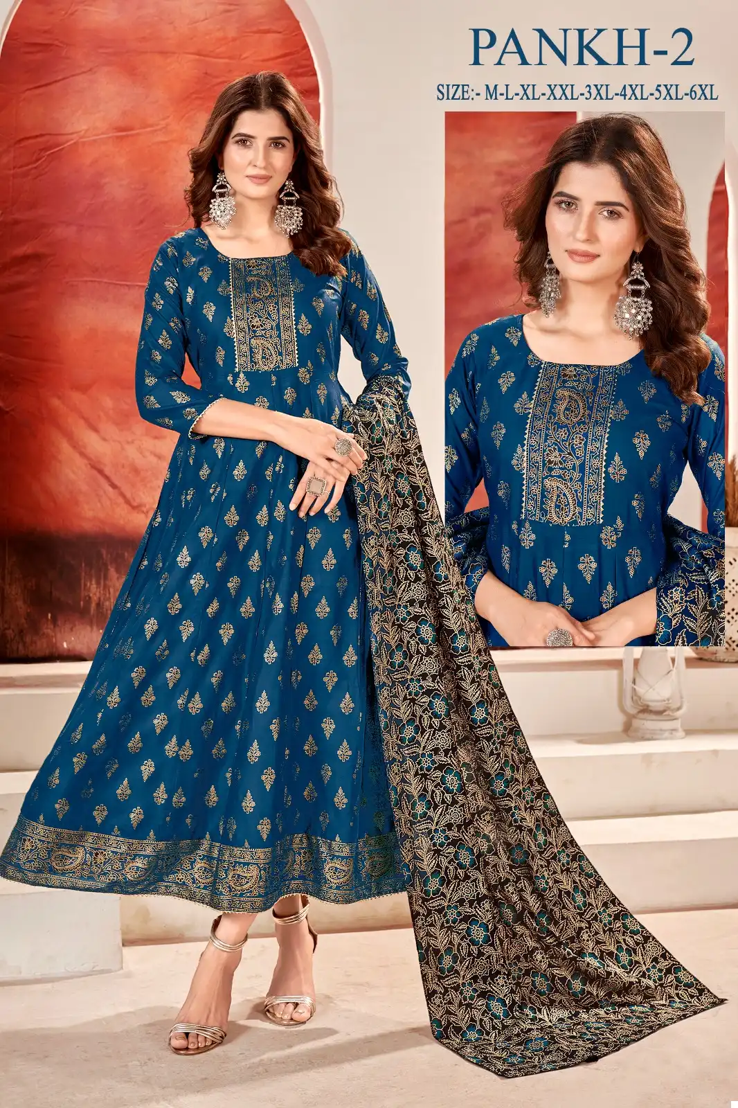 Vardan Ethnic Pankh 2 Heavy 14 Kg Rayon Wholesale Long Gown With Dupatta Catalog — Wholesale Kurtis, MPA wholesale from Surat - Gallery Image 6