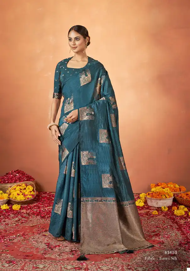 Mahotsav Pradha Tusser Satin Silk Wholesale Sarees Catalog — Wholesale Sarees, MPA wholesale from Surat - Gallery Image 2