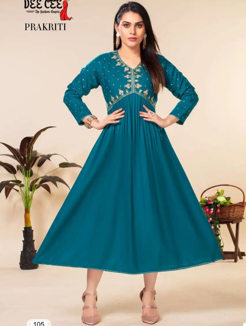 Deecee Prakriti Heavy Plain Rayon Wholesale Long Kurtis Catalog