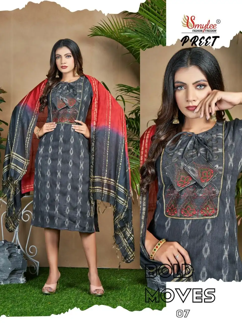 Vardan Ethnic Preet Heavy Ikkat Rayon Wholesale Kurti With Dupatta Catalog — Wholesale Kurtis, MPA wholesale from Surat - Gallery Image 4