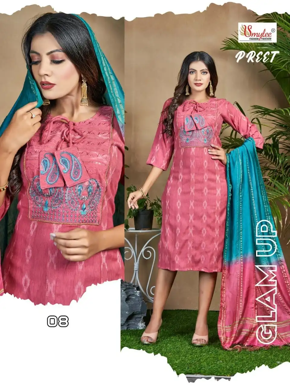 Vardan Ethnic Preet Heavy Ikkat Rayon Wholesale Kurti With Dupatta Catalog — Wholesale Kurtis, MPA wholesale from Surat - Gallery Image 6
