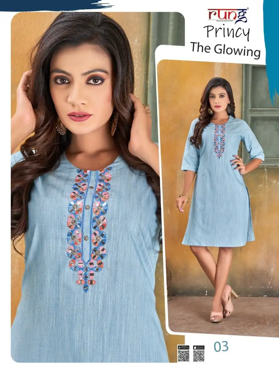 Rung Princy Heavy Cotton Wholesale Kurti Catalog — Wholesale Kurtis, MPA wholesale from Surat - Gallery Image 7