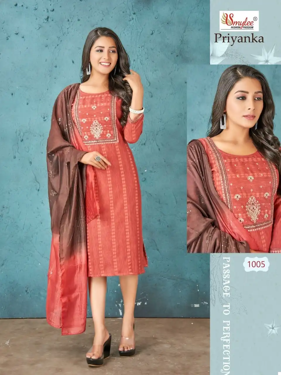 Vardan Ethnic Priyanka Heavy Bombay Lining Rayon Wholesale Kurti With Dupatta Catalog — Wholesale Kurtis, MPA wholesale from Surat - Gallery Image 4
