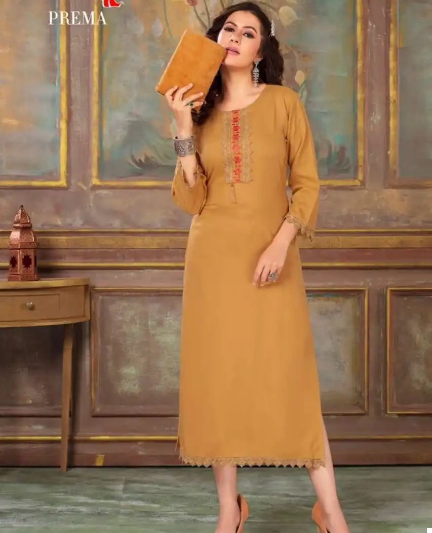 Deecee Prema Rayon Plain Wholesale Kurtis Catalog