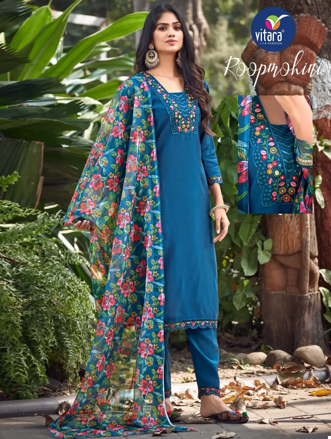 Vitara Fashion Roop Mohini Heavy Roman Silk Wholesale Readymade Size Set Catalog — Wholesale Salwar Suits, MPA wholesale from Surat — view 1